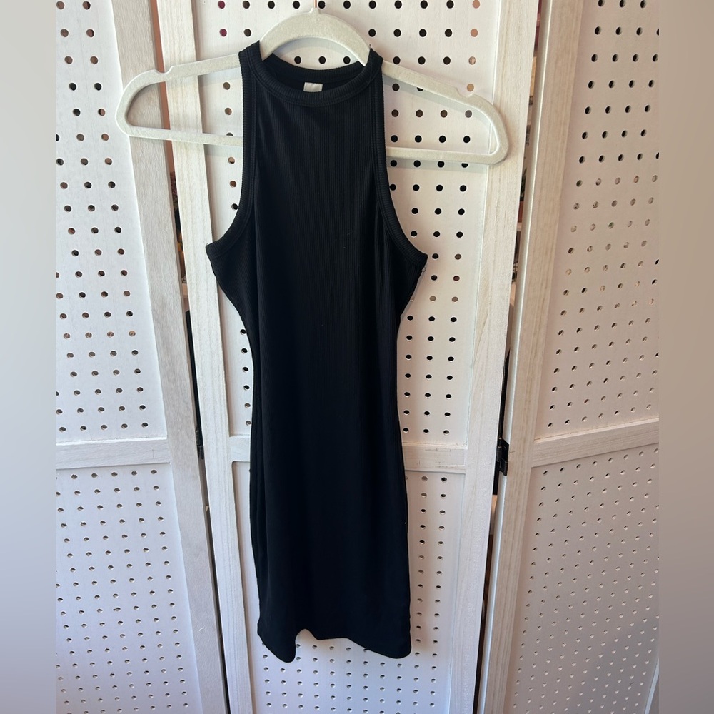 Black Ribbed Bodycon Mini Dress – H&M XS Y2K Basic